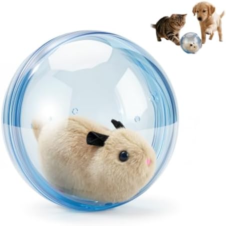 Animal Pet Rolling Ball,Self Rolling Interactive Cat Ball,Automatic Moving Cat Ball, 360°Rotating Cat Ball, Suitable for Cat and Dog Chasing(Brown Bear, Blue Ball)