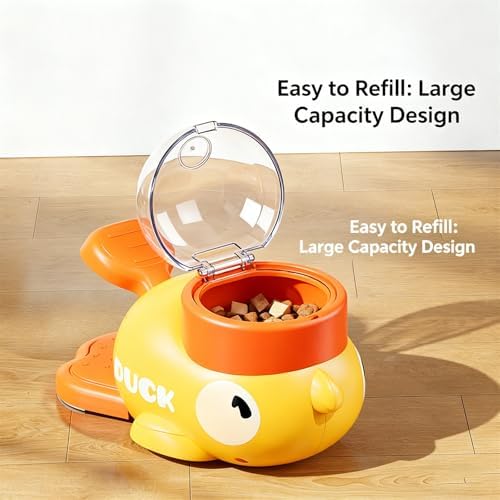 Ducky Cat Treat Dispenser, Yellow Duck Cat Treat Dispenser, Little Duck Cat Toy Treat Feeder for Pet Healthy Eating & Iq Training, for Cats and Dog (Yellow 2Pcs)