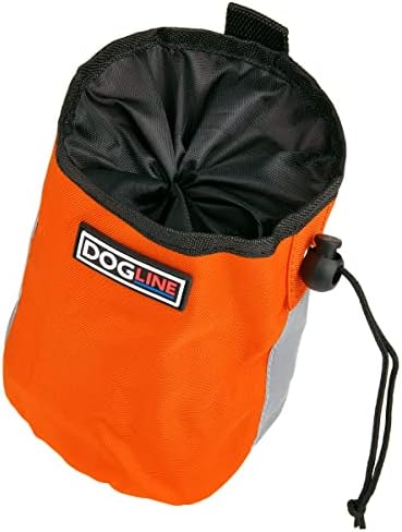 Dogline Dog Treat Pouch: Puppy Training Bag, Pet Kibbles and Snacks Holder, Litter Waste Bags Dispenser with Adjustable Drawstring Closure, Large Capacity with Mesh Pocket, Strong Nylon Material