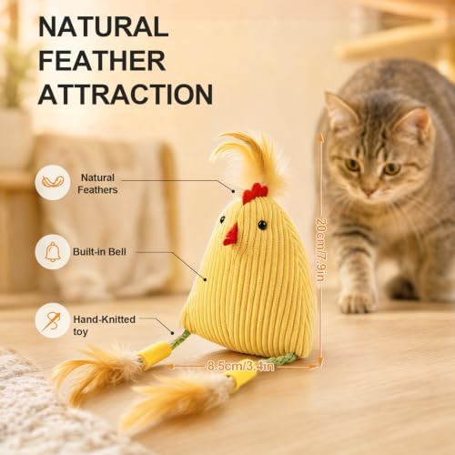 Corduroy Chick Cat Toys Catnip Feather Toys for Indoor Kittens