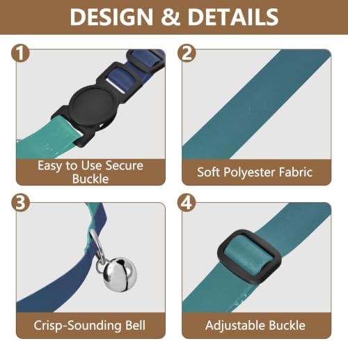 Blue Gradient Dog Collars for Small Dogs, 2 Pack Cat Collar with Bell