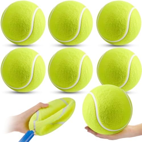 Sratte 6 Pieces Giant Large Tennis Ball for Dogs 6'' Inflatable Large Dog Toy Balls for Indoor Outdoor Training Playing Sports (Fluorescent Green)