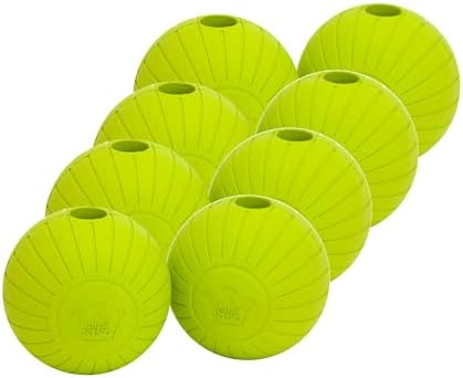 Chew King by Mammoth Supreme Rubber Dog Fetch Balls (8-Pack), Durable 2.5” Natural Rubber Balls with Safety Air Vent, High Bounce Fetch Toys for Aggressive Chewers, Launcher Compatible - Yellow