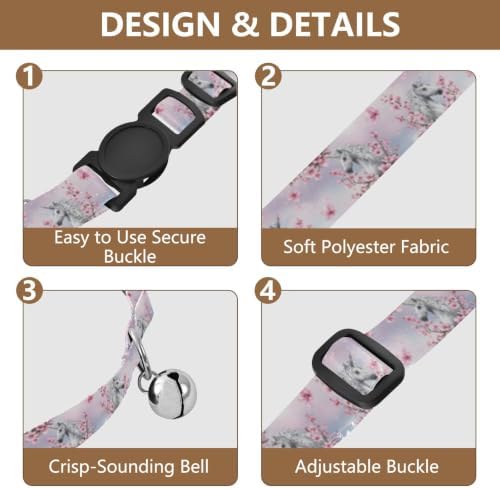 White Unicorns Manes Cat Collar 2 Pack Lightweight Small Dog Collar Adjustable 10.6 to 17.1 Inches