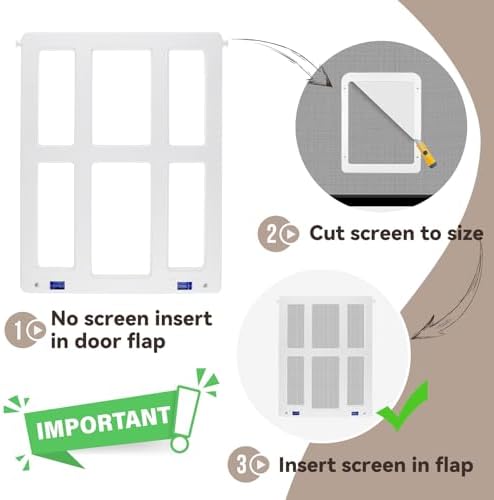 Cat Door for Screen Door with Magnetic Auto-Close, Dual Lockable Tabs Doggy Screen Door, Pet Easy Access for Sliding Screen Door & Window