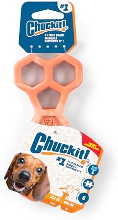 Chuckit! Holee Roller Dog Treat Puzzle Bone, Small, Orange – Interactive Treat & Chew Puzzle Toy for Dogs Up to 20 lb – Durable Rubber Bone‑Shaped Fetch Toy for Mental Stimulation – Pack of 1