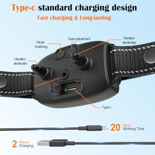 Dog Bark Collar for Large Dogs,Smart Anti Barking Device with 3 Training Modes,Rechargeable IP67 Waterproof Barking Collar for Medium Dogs