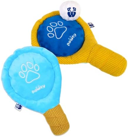 PAWTY Pickleball Set Dog Toy – Plush Pickleball Paddle with Bouncy Ball – Funny Interactive Fetch & Tug Toy for Dogs – Sports-Themed Dog Toy Set for Small & Medium Dogs