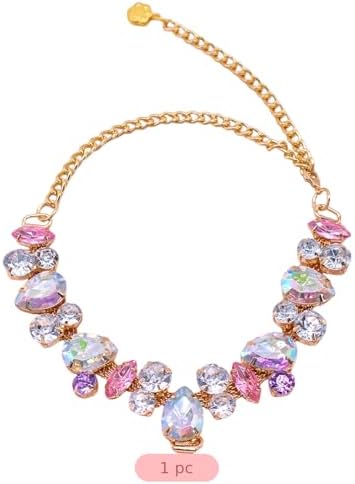 Pet Collar, Multicolor Resin Dog Collar for Small Medium Cats, Adjustable Gold Chain Necklace, Elegant Charm Accessory for Wedding, Birthday, Photoshoots