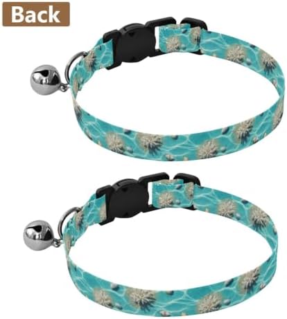 2 Pack Cat Collar Underwater Beach Scenes Sand Dog Collar with Bell, Adjustable 10.6 to 17.1 Inches