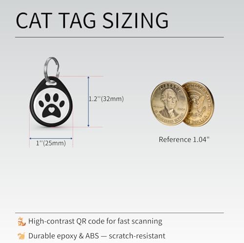 Reflective Cat Collar Breakaway with QR Code Tag for Girl Boy cat Name tag Kitten Collars with Bell Cat ID Tag Personalized Real-time scan alerts. (Pink)
