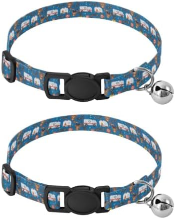 Cute Cartoon Police Bears Kitten Collars 2 Pack Comfortable Cat Collar Adjustable 10.6 to 17.1 Inches