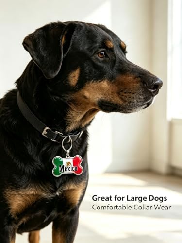 HSIAHOU Custom Pet ID Tags, Personalized Dog Tag Cat Tag (Mexico Flag)