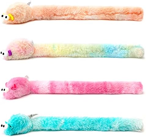 CHIWAVA 4PCS 15" Long Soft Plush Cat Toys Mice with Bell Rustle Sound Mouse