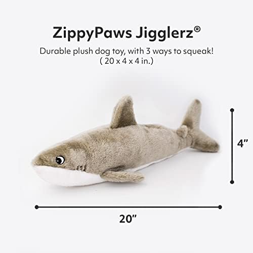 ZippyPaws Jigglerz - Dog Squeaky Toys to Keep Them Busy - Shark