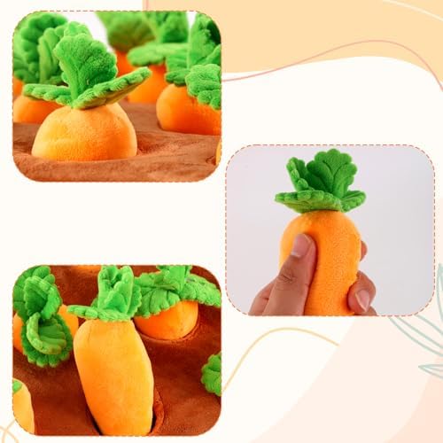 Penitue Carrot Dog Toy, Puppy Puzzle Including Snuffle Mat and Removable Soft Carrots Toy Stimulating Fun Cute Interactive Game for Small Dog Brain Training Enrichment Foraging Skill