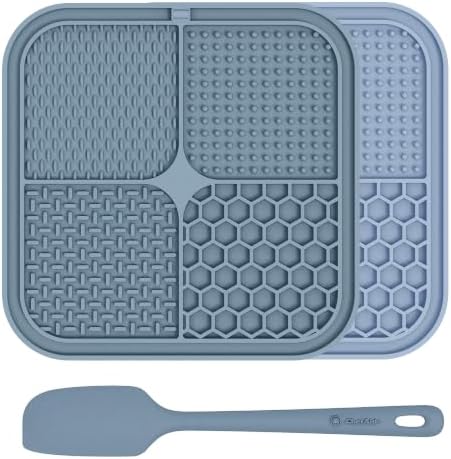 ChefAide 2 Pack Lick Mat for Dogs,Cats,Upgraded 8.5×8.5 inches Licking Mats with Suction Cups,Slow Feeder Licking Pad for Anxiety Relief and Boredom Reducer,Suitable for Dog Training Set 9