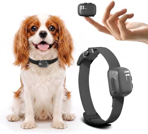 Tiny Bark Collar for Small Dogs 5-15lbs, Only 1.4 * 1 in & 0.6oz, No Shock Anti Barking Collar with Vibration & Beep, Extra Small &Rechargeable Dog Training Collar, 5 Sensitivity Levels (Matte Black)