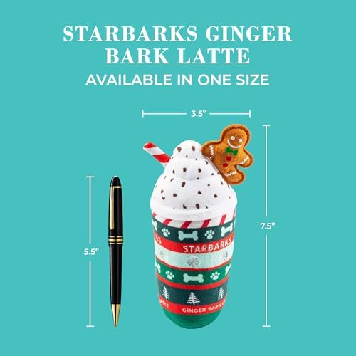 Haute Diggity Dog Starbarks Ginger Bark Latte Plush Dog Toy, Drink Parody