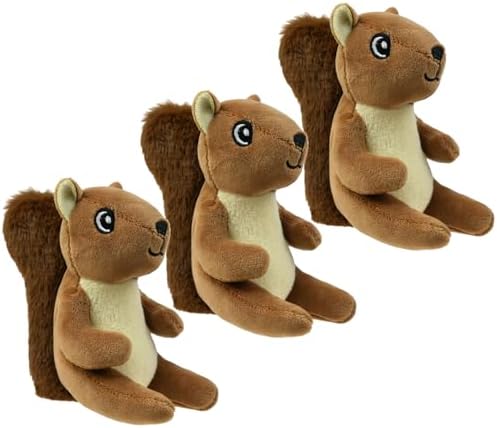 Squirrel Plush Dog Toy Squeaky Toy, Interactive Hide and Seek Replacement Dog Toys for Small & Medium Dogs (3Pcs Squeaky Squirrel B)