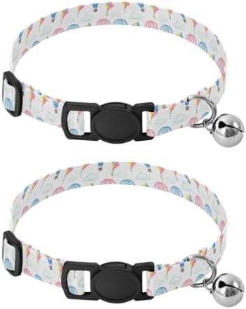 Hot Air Balloons Decorative Pet Collar with Bell 2 Pack Cat Collars Adjustable Length 10.6" to 17.1"