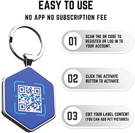 Custom Dog ID Tags, Personalized Pet ID Tags with QR Code, Free Online&Scan QR Receive Instant Location Alert Email