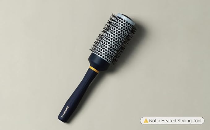 BRITISH M Curling Ceramic Brush Round 43mm – Non-Electric Blowout Brush, Anti-Frizz Styling for a Smooth Salon Look – Ideal for All Hair Types