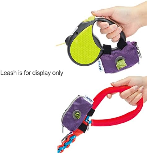 Blueberry Pet Dog Poop Bag Holder - Dark Orchid Dispenser with Dual Zippers, Dog Poop Bags Rolls, Dog Leash Attachment, Includes 1 Free Roll, Compact, Durable, Ideal for Dog Owners