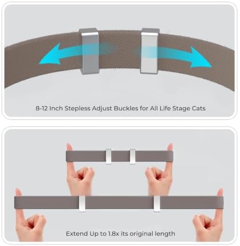 AirTag Cat Collar, Ultra Elastic Cat Tracker Collar (Brown) | Compatible with Apple Air Tag Holder, Lightweight, Scratch Resistant, Stepless Adjustable Pet Tracking Collars for Cat Kitten