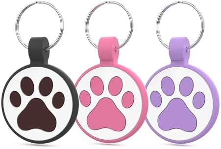 QR Code Cat Tag, Modifiable Pet Online Profile, Multiple Emergency Contact, Scannable QR Pet ID Tag, Instant GPS Location Email Alert (Medium to Large Breeds - 1.25", Black & Rose & Purple)