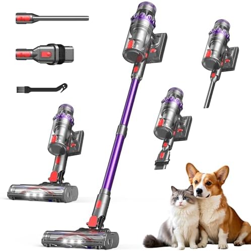 FEPPO Cordless Vacuum Cleaner, Upgraded 70Mins Powerful Vacuum Cleaners for Home with Self-Standing, Touch Screen, Anti-Tangle Stick Vacuum Cordless, Wireless Vacuum for Hardwood Floor/Carpet/Pet Hair
