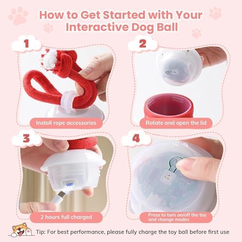 Dog Toys, Interactive Dog Toys, Motion Activated Balls for Medium/Large Dogs, Smart Moving Dog Ball Herding Ball with 3 Play Modes & Realistic Bark Sound, Keep Pets Busy (Red, 01)