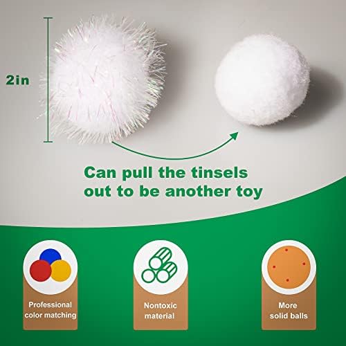 VAPKER 30 Pcs Cat Toys - Sparkle Balls, Extra Large 2 Inch Glitter Balls, White Color