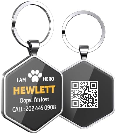 QR Code Dog Tag -On Pet ID Name Tag for Dogs, Cats & Horses – Custom Personalized Noiseless Tag with Jingle-Free Fit & Online Profile Display