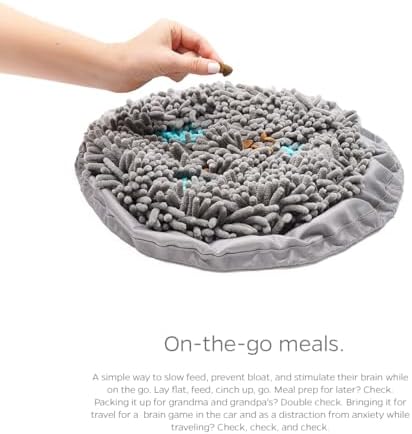 Pet Parents Forager Bowls, Slow Feeder Dog & Cat Bowls with SoftSnout™ & Non-Slip Backing, Portable Pet Puzzle Toys & Snuffle Mats, 30 oz, Modern Grey (Meadow Ponds)