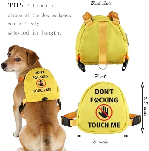 Funny Dog Slogan Travel Bag Don't F Touch Me Dog Backpack Dog Walking Puppy Snack Storage (Touch ME)