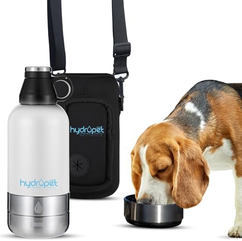 Hydropet Portable Dog Water Bottle (32 oz) - Insulated Dogs & Cats Travel Bottles, Stainless Steel - Detachable Dog Food Bowl and Water Bowl - Great for Daily Walks - Puppy Essentials & Accessories