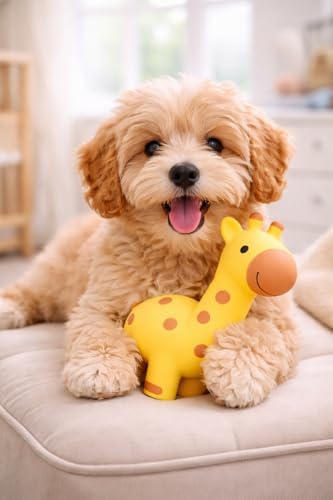 Multipet Giraffe Dog Toy | Latex Giraffe Dog Toy | Giraffes Squeaky Pet Toys | Squeaky Interactive Toys for Dogs (Yellow/Brown)