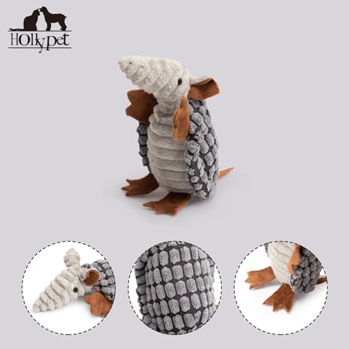 Hollypet Armadillo Squeaky Puppy Dog Toys for Small Medium Dogs, 6"