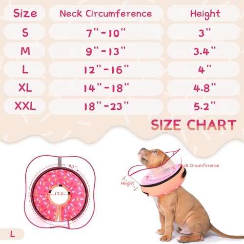 Supet Raised Inflatable Dog Cone Collar to Stop Licking, Soft Dog Cone Alternative After Surgery, Doggie Neck Donut Collar for Small Medium Large Dogs