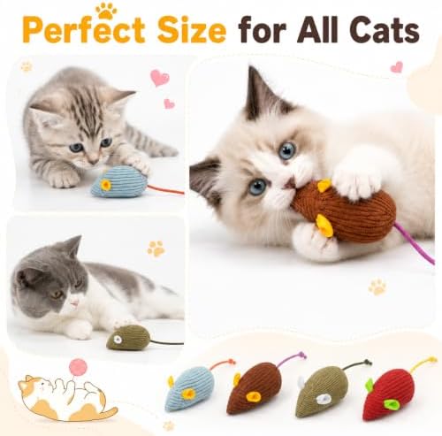 8PCS Catnip Mouse Cat Toys Mice Toys for Cat Mouse Toy Interactive