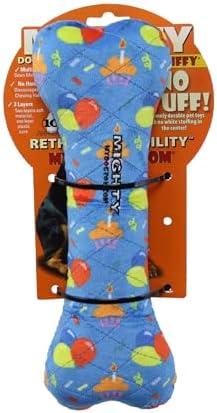MIGHTY Tuffy 2 Pack Bone Dog Toy: Ultra Durable Plush Toy with Multiple Layers & Reinforced Seams, Washable and Floats, Vinyl Bone & Fleece