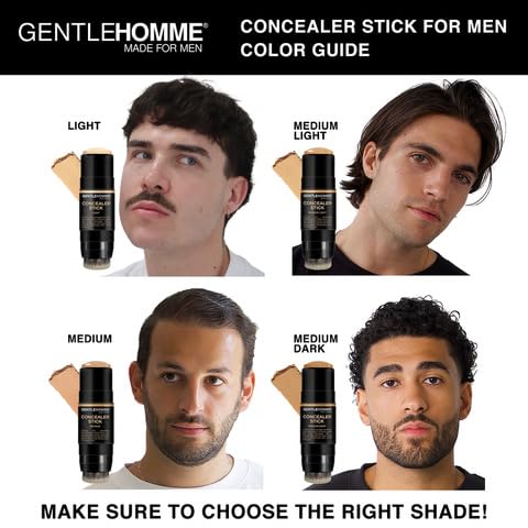 Gentlehomme Men's Concealer Stick with Brush for Dark Circles Eraser, Medium Light