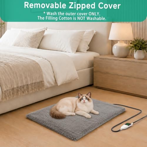 Smart Heated Cat Bed Cave Pet House Cushion Indoor Cats & Small Dogs, Washable & Foldable, 17.72x13.8 inches, Gray S