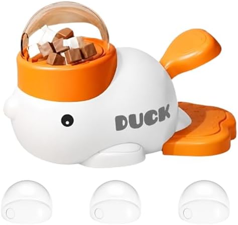 Cat Treat Dispenser, Duck Treat Dispenser for Cats, Cat Treat Toys Interactive and Dog Puzzle Treat Feeder, Food Puzzle Slow Feeder for Small Cats, Dogs, Other Pets (White)