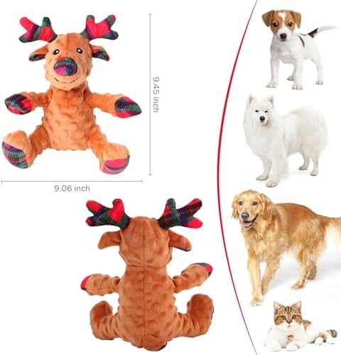 Christmas Dog Chew Toys for Small Medium Large Dogs, Bite Resistant Design Christmas Squeaky Plush Dog Toys Ugly and Cute Elk Used as Puppy