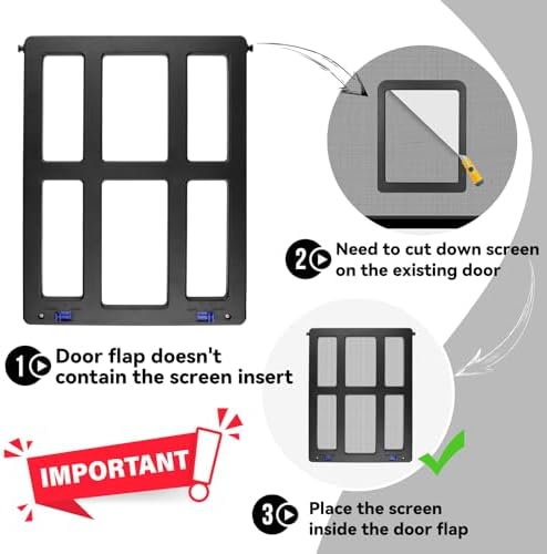 Namsan Dog Door for Screen Door, Passage 11.2 x 14.4 inches, Doggy Door for Sliding Door, Pet Screen Window, Magnetic Flap Auto Closing, Screen Door with Doggie Door Built in, Lockable, Black