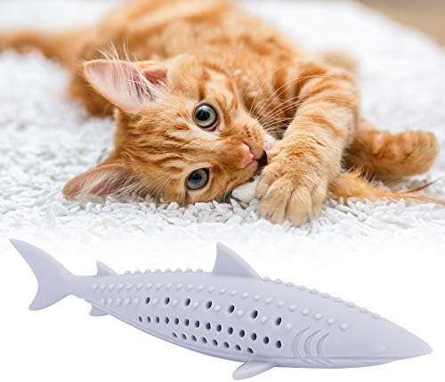 VINGVO Cat Teeth Cleaning Toy, Cat Teething Toys Silicone Molar Stick Catnip Toys Cat Toothbrush Cat Fish Shape Toothbrush with Catnip Chew Bite Teeth Cleaning Toy for Cats Kitten Kitty