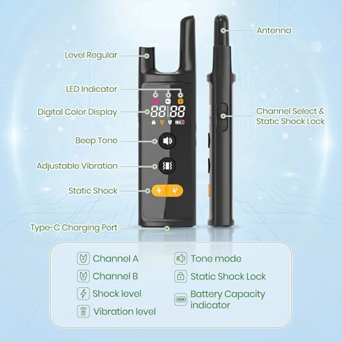 Dog Electric Collar with Remote, IP67 Waterproof Shock Collar for Dogs, 3300FT Range, 4 Training Modes Strong Shock, LED Light, Adjustable Collar