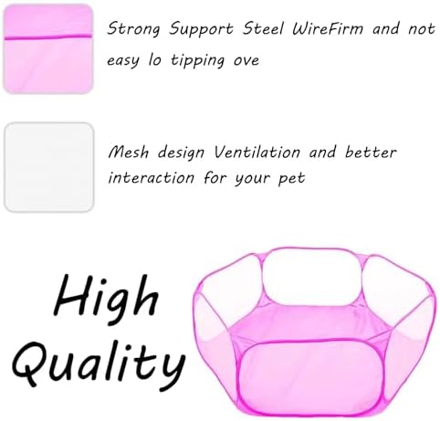 Small Animals Playpen, Portable Pop-up Open Interactive Pet Tent, Indoor Outdoor Fence for Rabbits, Guinea Pig, Hamster, Chinchillas, Kittens, Puppies